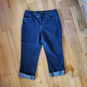 NINE WEST ROLL CUFF MIDRISE DENIM JEAN CAPRIS - WEST END FIT - SIZE 10 / SIZE 30